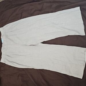 Blue Sol Wide Leg Linen Blend Beige Pants Elastic Waist Pockets Plus Size 1X